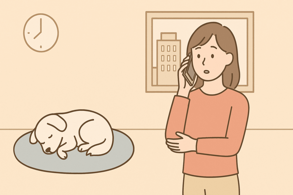 女性が自治体に連絡しているイラスト